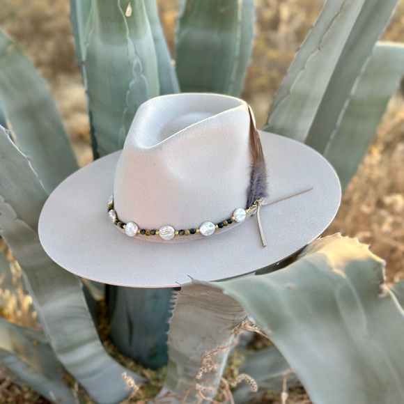 stella wilder hats Accessories - Freshwater Pearl and Tigers Eye Hat Band